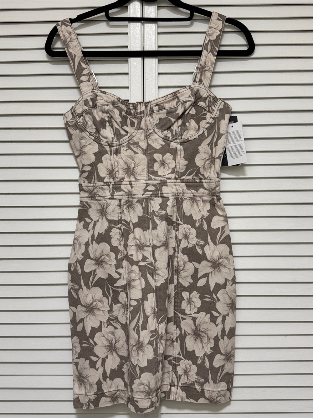 Guess Taupe and Cream Floral Mini Dress xs